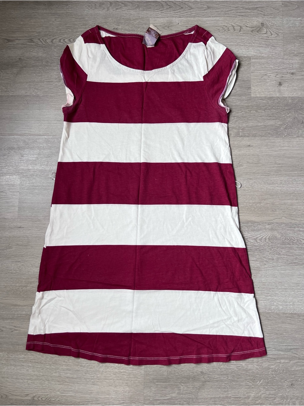 Zara Burgundy and White Bold Stripe T Shirt Dress